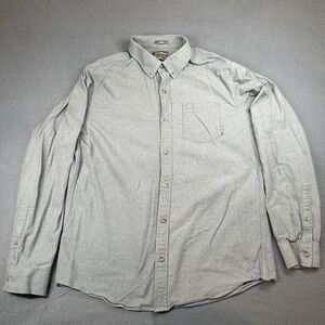 EDDIE BAUER Shirt Men's TL Herringbone Flannel Button Up Classic Fit Cotton Gray